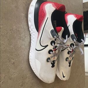 White and Red Nike Athletic Sneakers